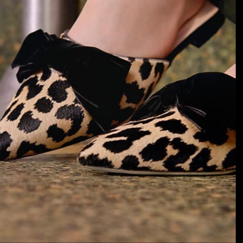 Kate Spade Leopard Print Flats with Black Bow